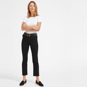 Everlane The Kick Crop High Rise Jeans Black Stretch Denim Raw Hem Size 32